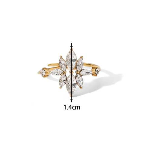 Clear Zirconia flower vintage adjustable ring 