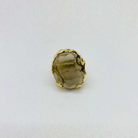 Oval smoky Quartz adjustable maxi ring 