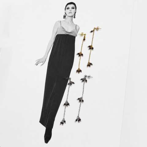 Garnet Cluster Chain Earrings
