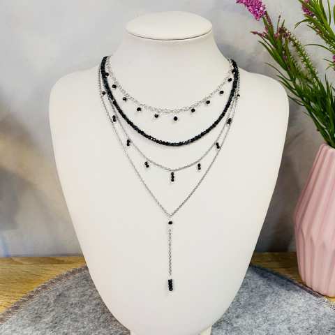 Black Spinels Y-shaped necklace - Black is Back