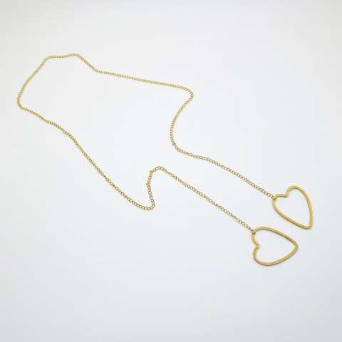 Double heart up-and-down necklace