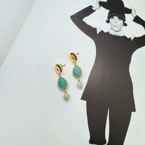 Natural Amazonite drop earrings