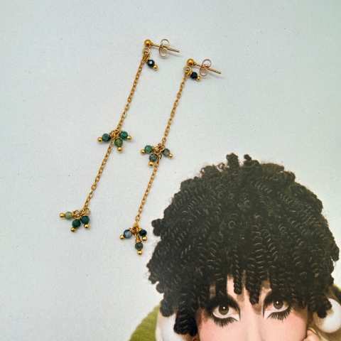 Indian Agate cluster chain earrings