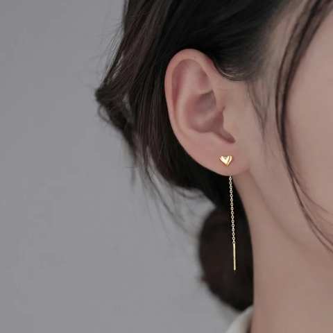 Mono pull through Heart earring gold/silver