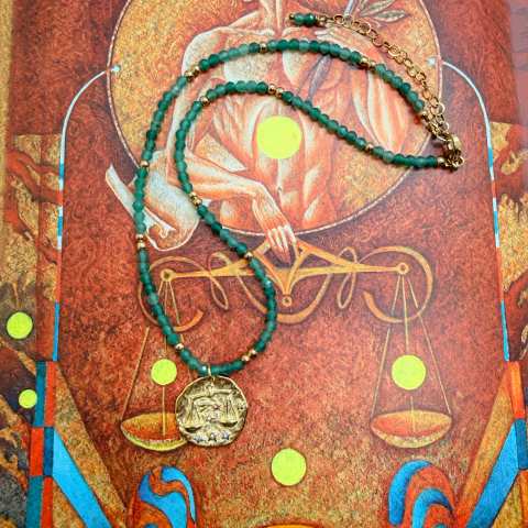 Zodiac Libra necklace with Aventurine
