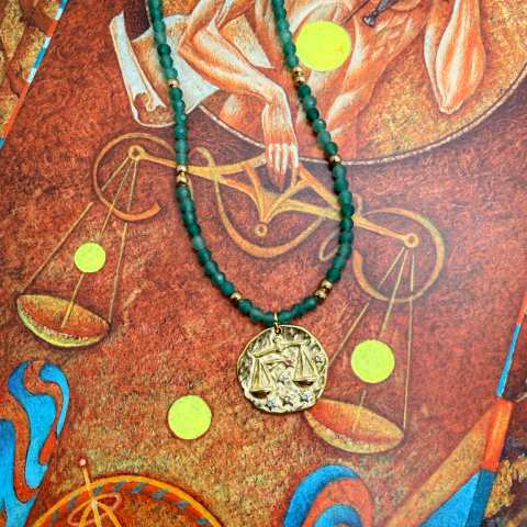 Zodiac Libra necklace with Aventurine