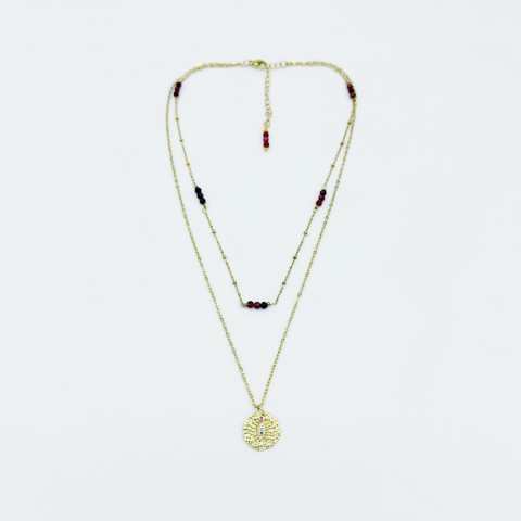 Collana doppia Zodiac segno Scorpione con Rubino