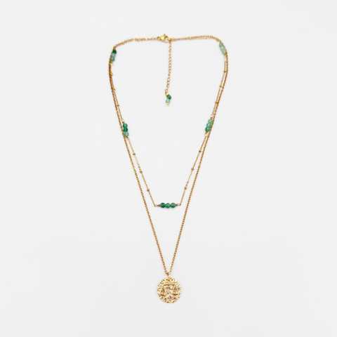 Collana doppia Zodiac segno Bilancia con Avventurina