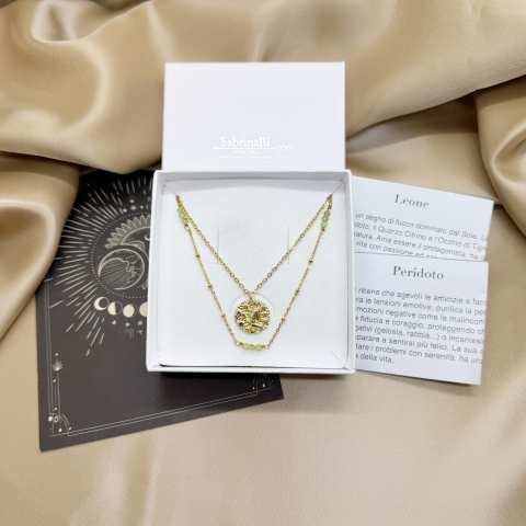 Collana doppia Zodiac segno Leone con Peridoto