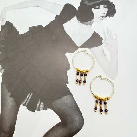 Riflessi di Granato tubular beads hoops