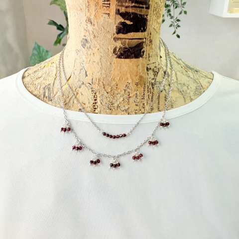 Ethereal Garnet collection necklace Ruby Cluster