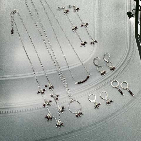 Ethereal Garnet collection necklace Ruby Cluster