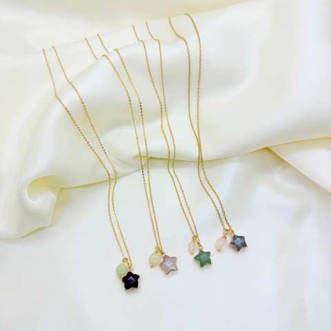 Natural Stone Star Necklace