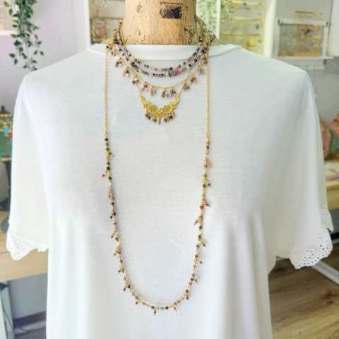 Alchimia di Colori multicolor Tourmaline clusters necklace 