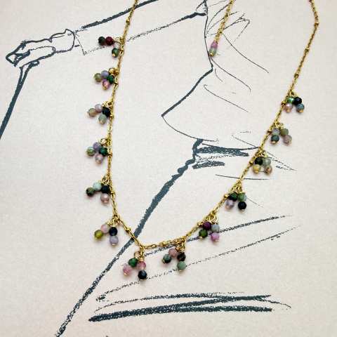 Alchimia di Colori multicolor Tourmaline clusters necklace 