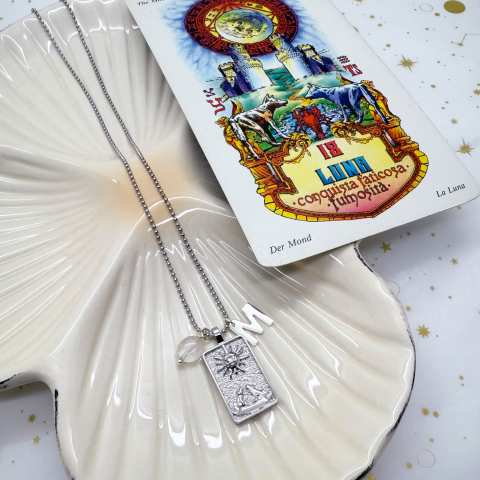 The Moon Arcane XVIII Tarot Necklace Silver