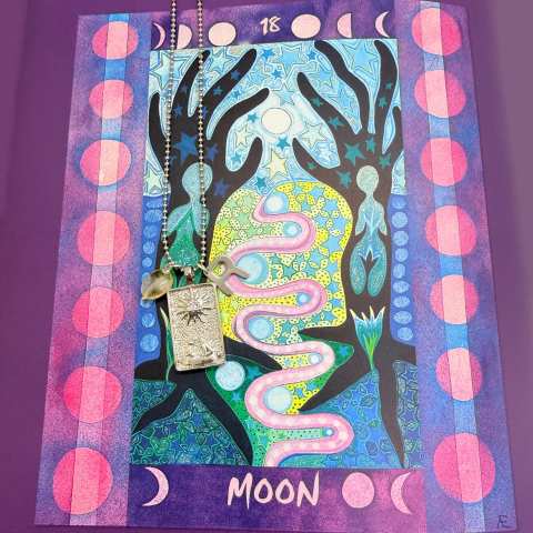 The Moon Arcane XVIII Tarot Necklace Silver
