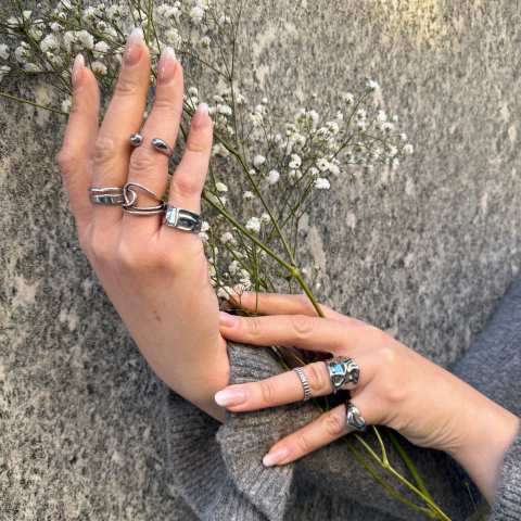 Double Droplet Ring silver