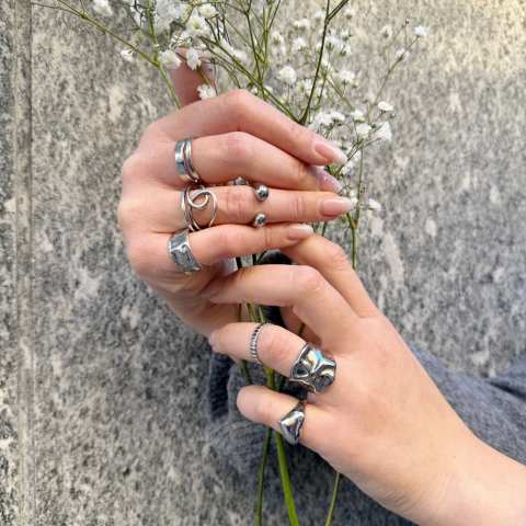 Double Droplet Ring silver