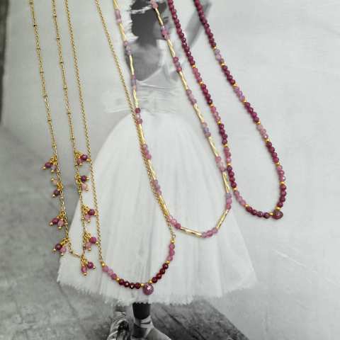 Étoile Rouge — Collana Oro Profondo Tormalina Rosa