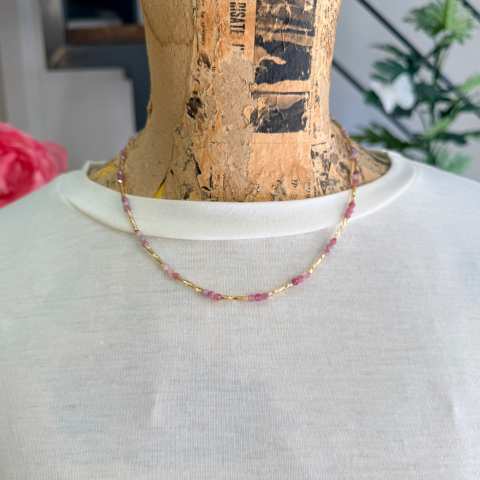 Étoile Rouge — Collana Oro Profondo Tormalina Rosa