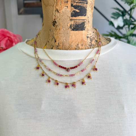 Étoile Rouge — Collana Oro Profondo Tormalina Rosa