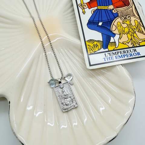 The Emperor Arcane IV Tarot Necklace Silver
