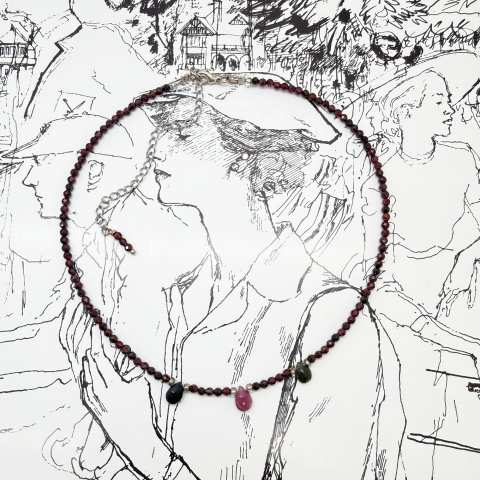 Three Drops Necklace – Garnet and Tourmaline