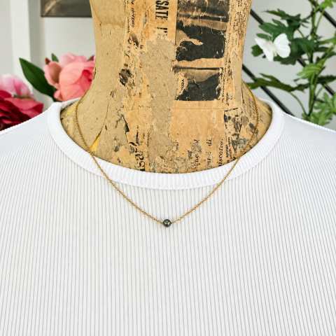 OMBRA | Collana Gold con Perla Grigia | SabrinaBi