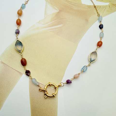 Collana Mosaico con fluorite e pietre dure multicolor | SabrinaBi