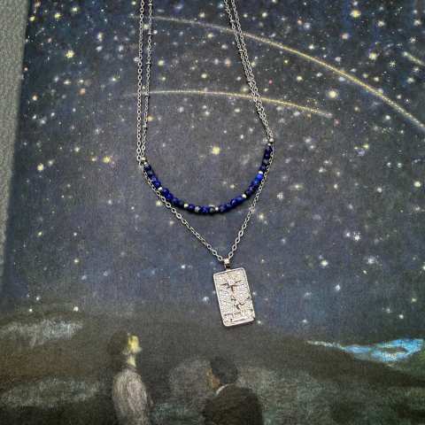 The Star Double Tarot Necklace with Lapis Lazuli