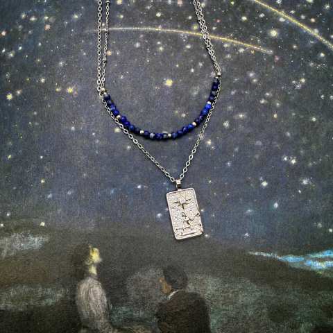 The Star Double Tarot Necklace with Lapis Lazuli