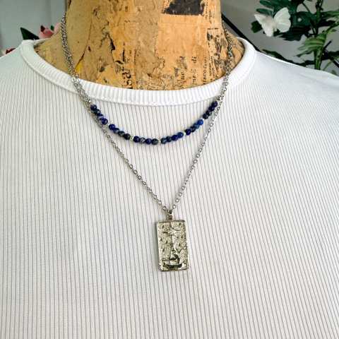 The Star Double Tarot Necklace with Lapis Lazuli