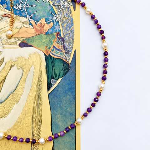 Moon Pearl Amethyst & Pearl Necklace | SabrinaBi