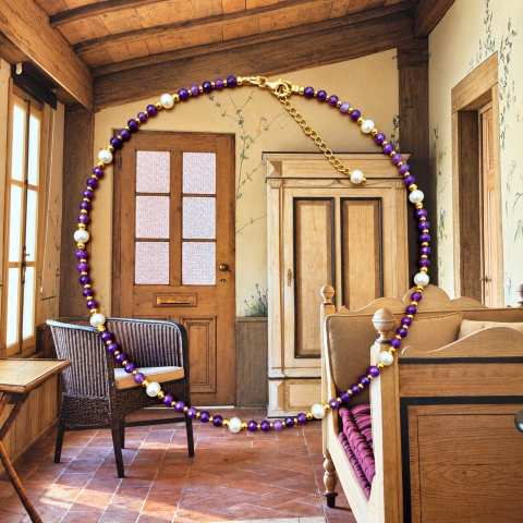 Moon Pearl Amethyst & Pearl Necklace | SabrinaBi