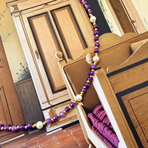 Moon Pearl Amethyst & Pearl Necklace | SabrinaBi