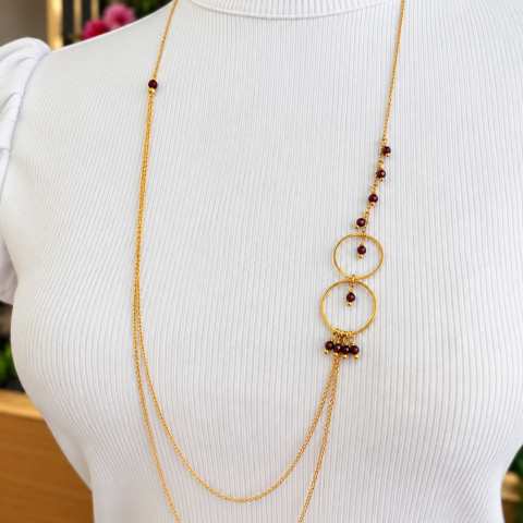 Eclissi Long Garnet Necklace | SabrinaBi