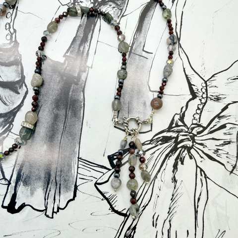Collana Granato e Labradorite con Pendenti Rimovibili | SabrinaBi