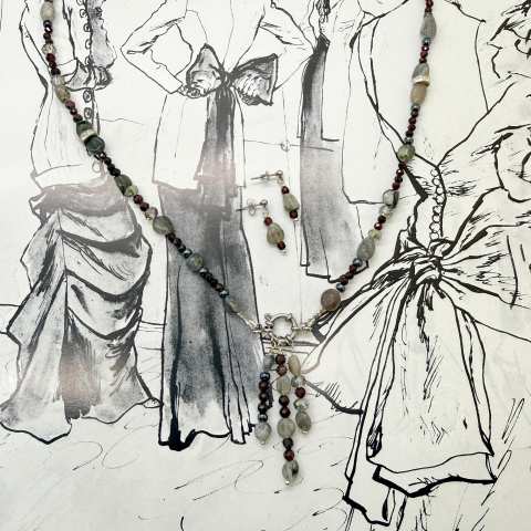 Collana Granato e Labradorite con Pendenti Rimovibili | SabrinaBi
