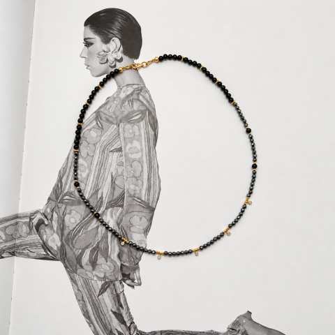 Collana Notte Dorata con Ematite e Ossidiana Nera