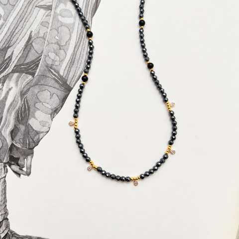 Collana Notte Dorata con Ematite e Ossidiana Nera