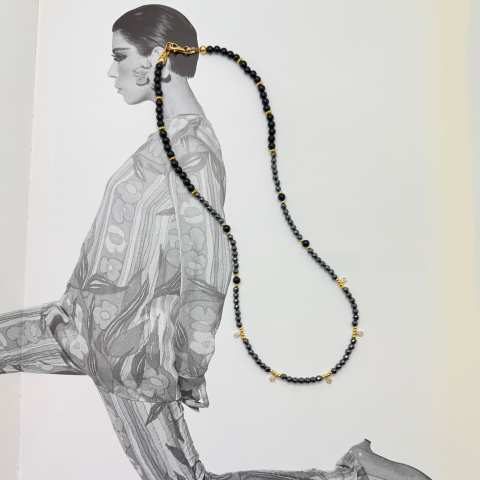 Collana Notte Dorata con Ematite e Ossidiana Nera