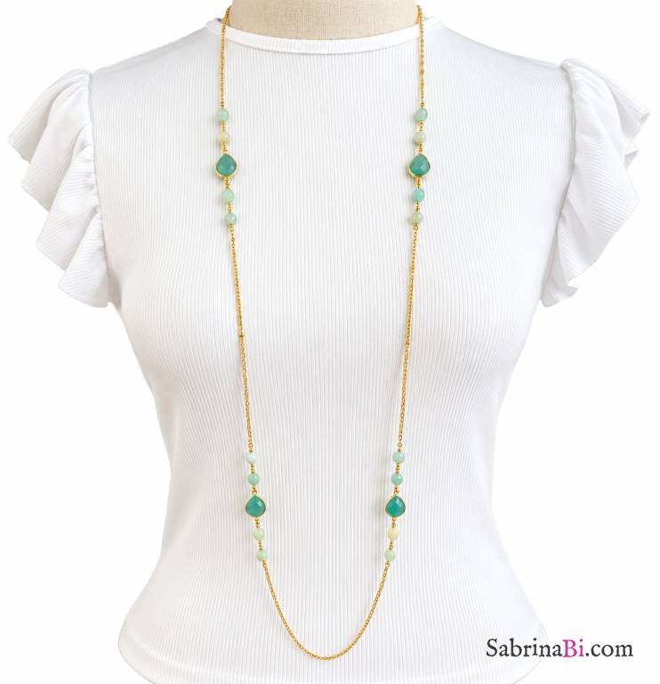 Acqua – Long Amazonite Necklace 123 cm | SabrinaBi
