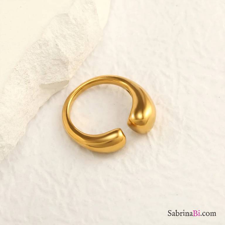 Double Droplet Ring gold