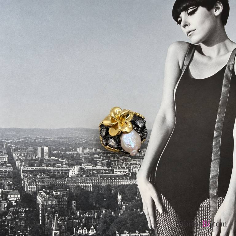Fiore Barocco Ring with Pearl and Crystals | SabrinaBi