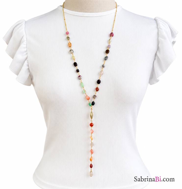 Bohème – collana a Y con fluorite e pietre dure | SabrinaBi