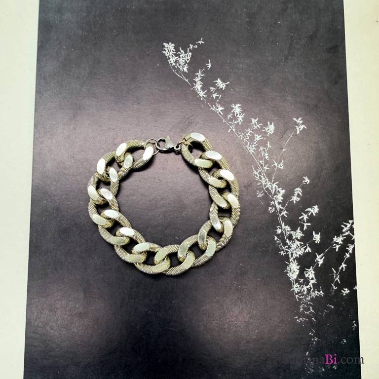 Bracciale chunky catena groumette diamantata argento