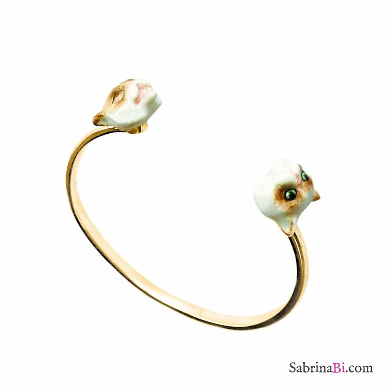Bracciale rigido vintage Gatto Siamese Nach