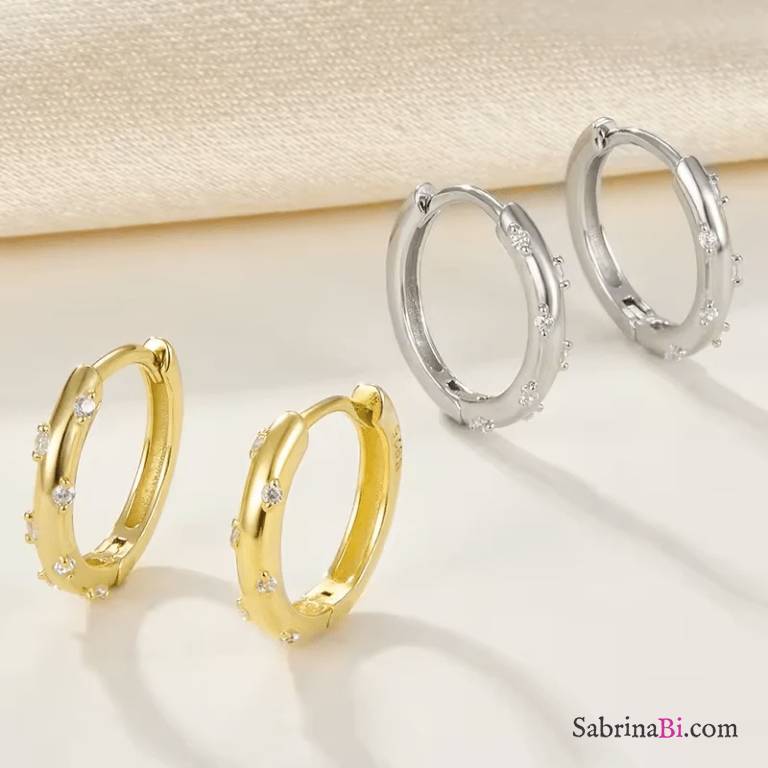 Gold/Silver Spotted Hoops