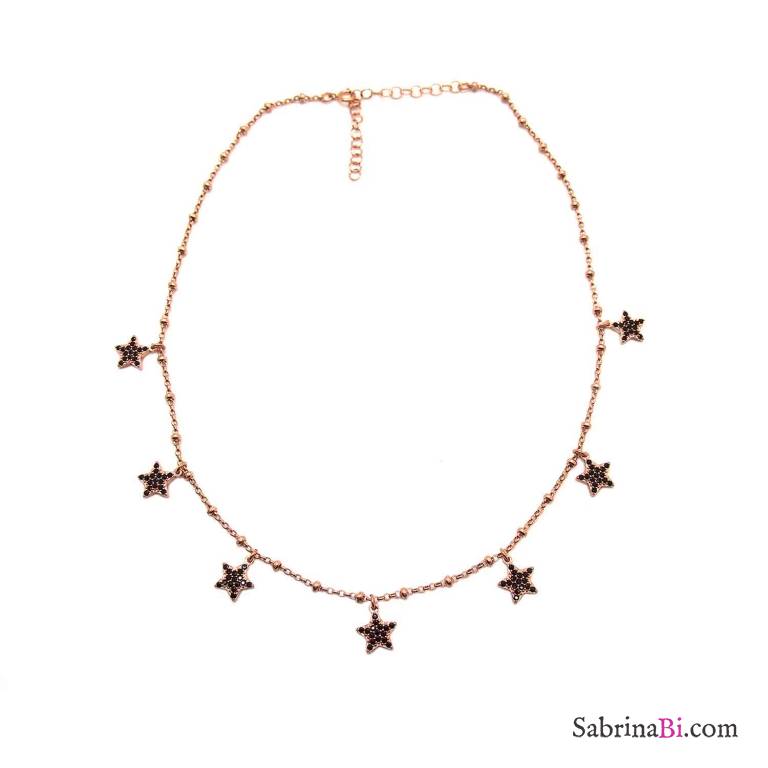 Collier Choker Noir étoiles Et Borchies - Style Minimaliste - Neuf Sans Emballage